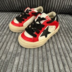 Golden Goose Red and White Sneakers Retro-Inspired Design